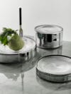 Array dish series in silver blown glass by Mattias Stenberg for Orrefors