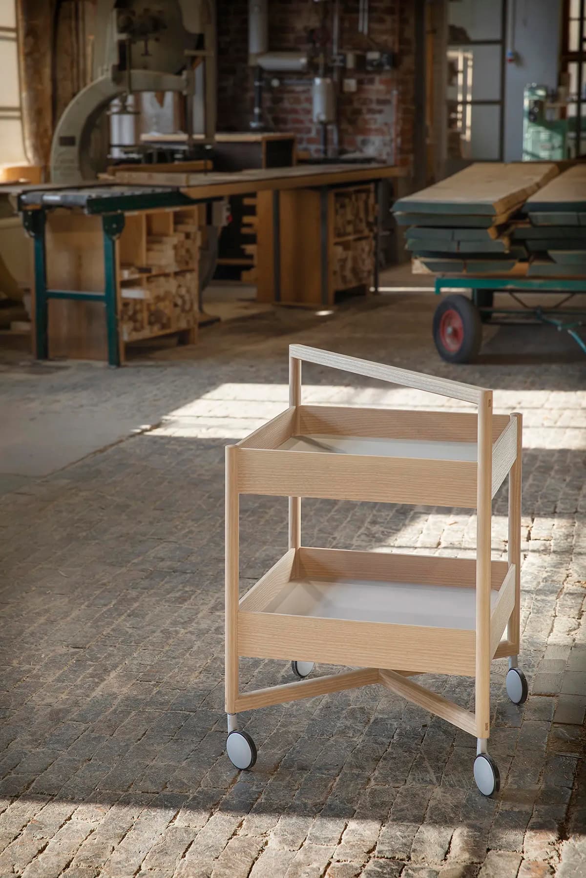 Taso tray table with wheels by Cecilie Manz for Nikari — solid wood, higher model with castors