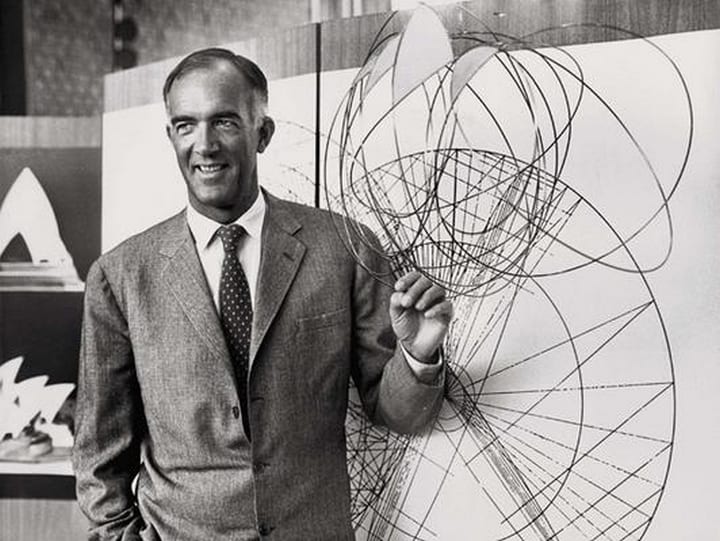 Portrait of Jørn Utzon, Danish architect and designer, winner of the Pritzker Prize 2003