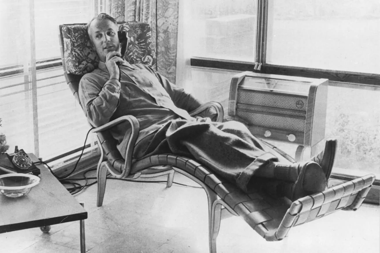 Bruno Mathsson's ergonomic furniture showcases Swedish modernism through innovative bent wood techniques and functional elegance.