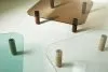 Big Sur Low coffee table with tinted glass top and wooden legs by Simon Klenell and Kristoffer Sundin