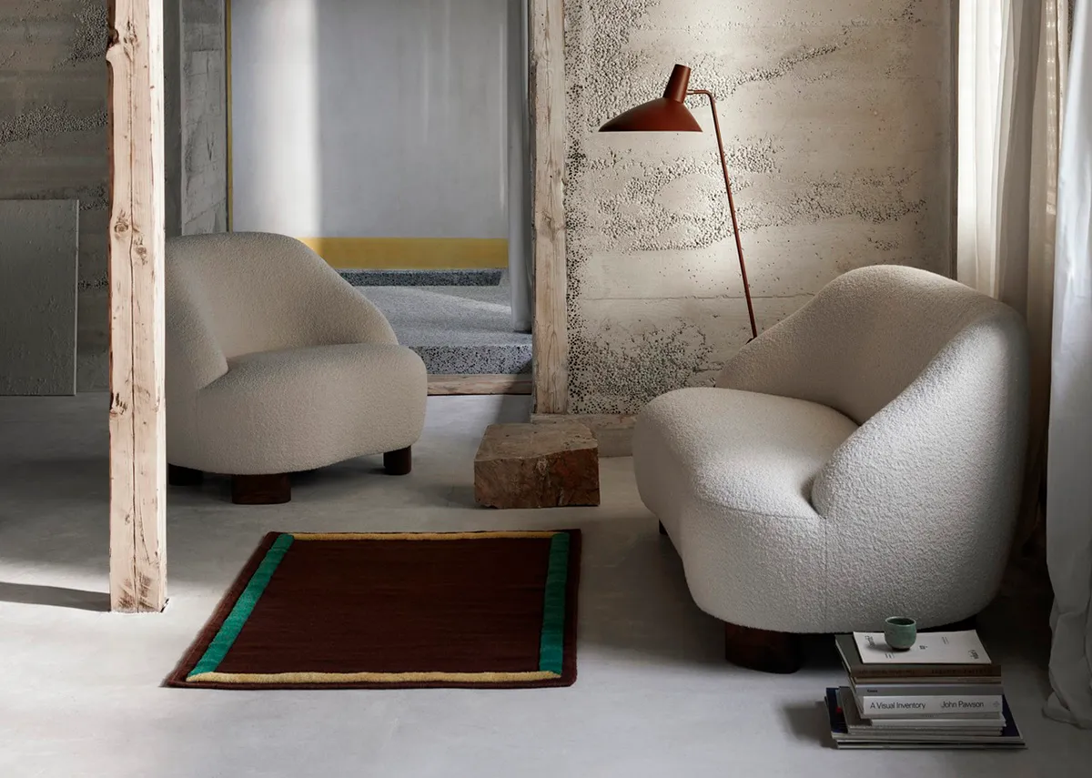 Margas series by Louise Liljencrantz for &Tradition featuring sculptural simplicity and curved silhouettes