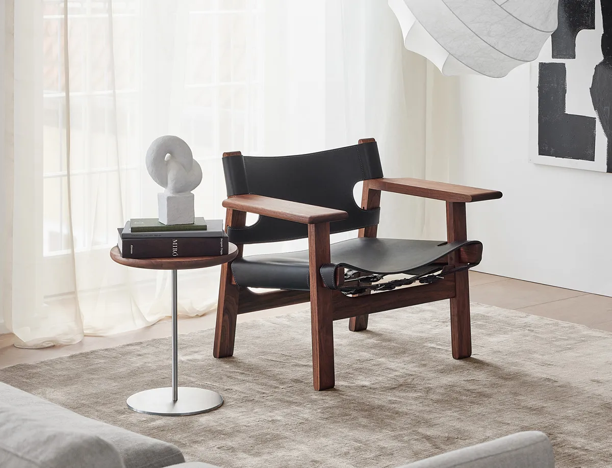 Spanish Chair in American walnut with saddle leather by Børge Mogensen for Fredericia