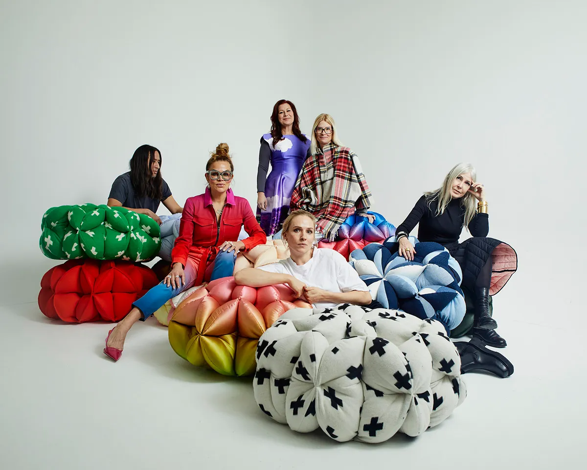 Lumi pouf by Lisa Hilland for Together initiative with snowflake pattern and sustainable construction