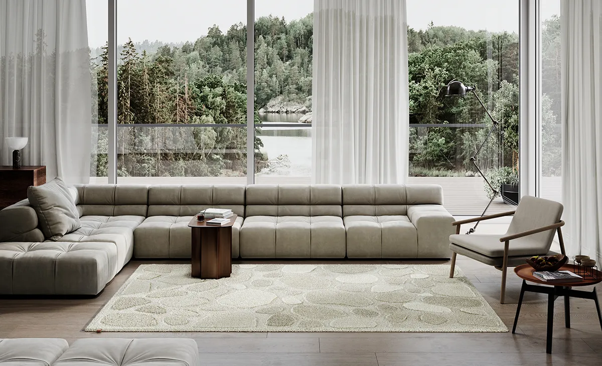 Archipelago hand-tufted rug by Gunilla Lagerhem Ullberg showcasing Swedish seasonal landscape