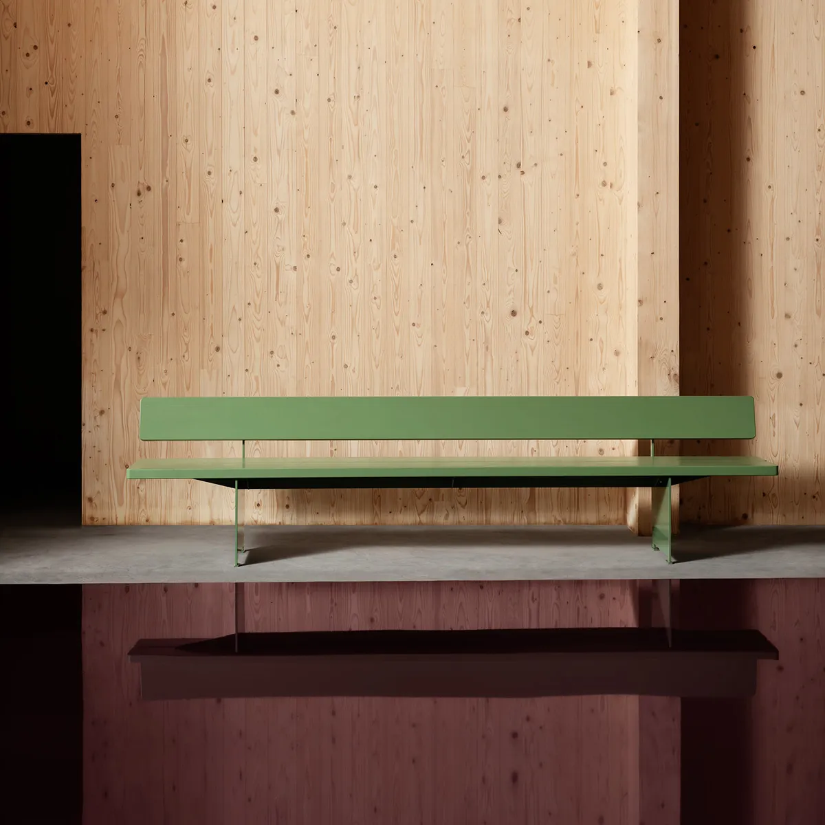BRISKEBY bench 3-meter long Nordic outdoor seating by Andreas Engesvik for Vestre with steel frame and wood planks