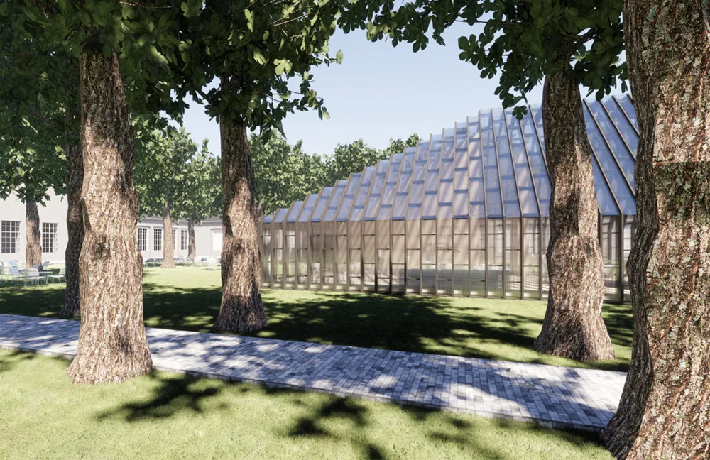 Fritz Hansen Pavilion by Henning Larsen featuring shell-like transparent structure sustainable wood construction