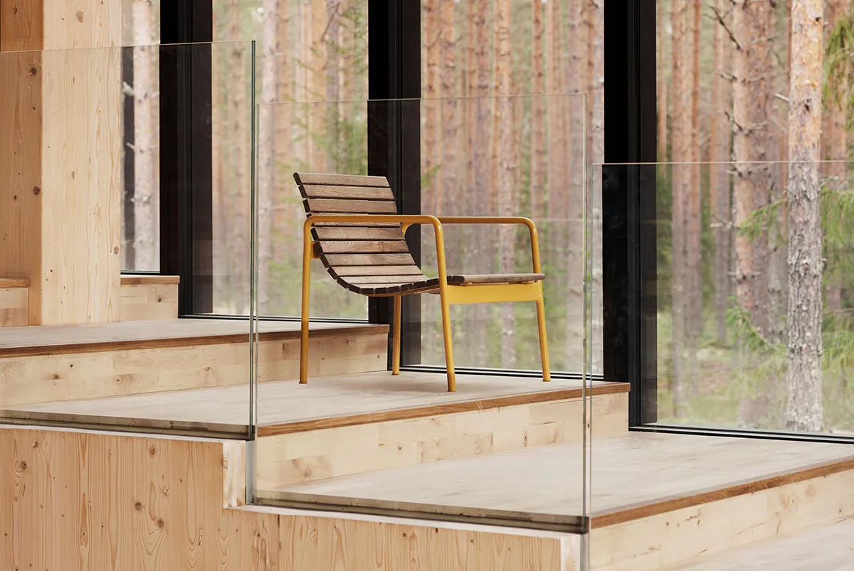 Anderssen Voll Kinn lounge chair featuring Hydro Circal recycled aluminum with Scandinavian pine construction