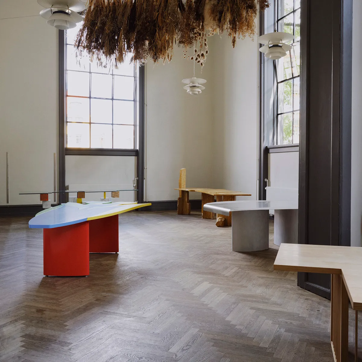 Studies of a Table exhibition overview featuring five unique table designs global designer collaboration