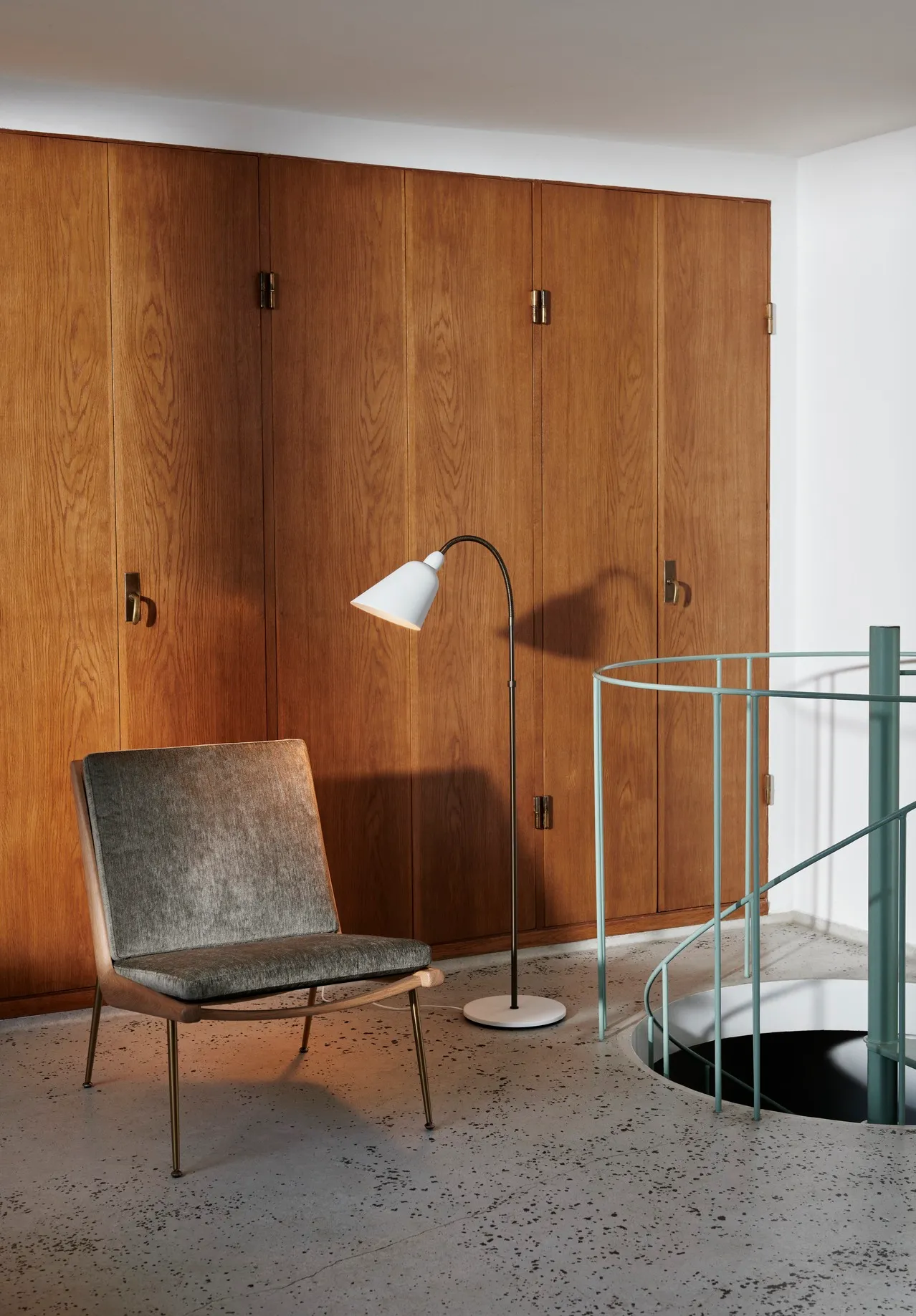 Bellevue AJ7 floor lamp featuring graceful lines organic forms Danish Modernism Arne Jacobsen design