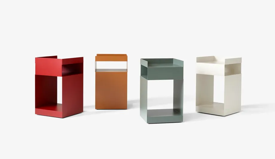 Multiple Rotate SC73 trolleys collection showcasing various powder-coated finishes by Space Copenhagen