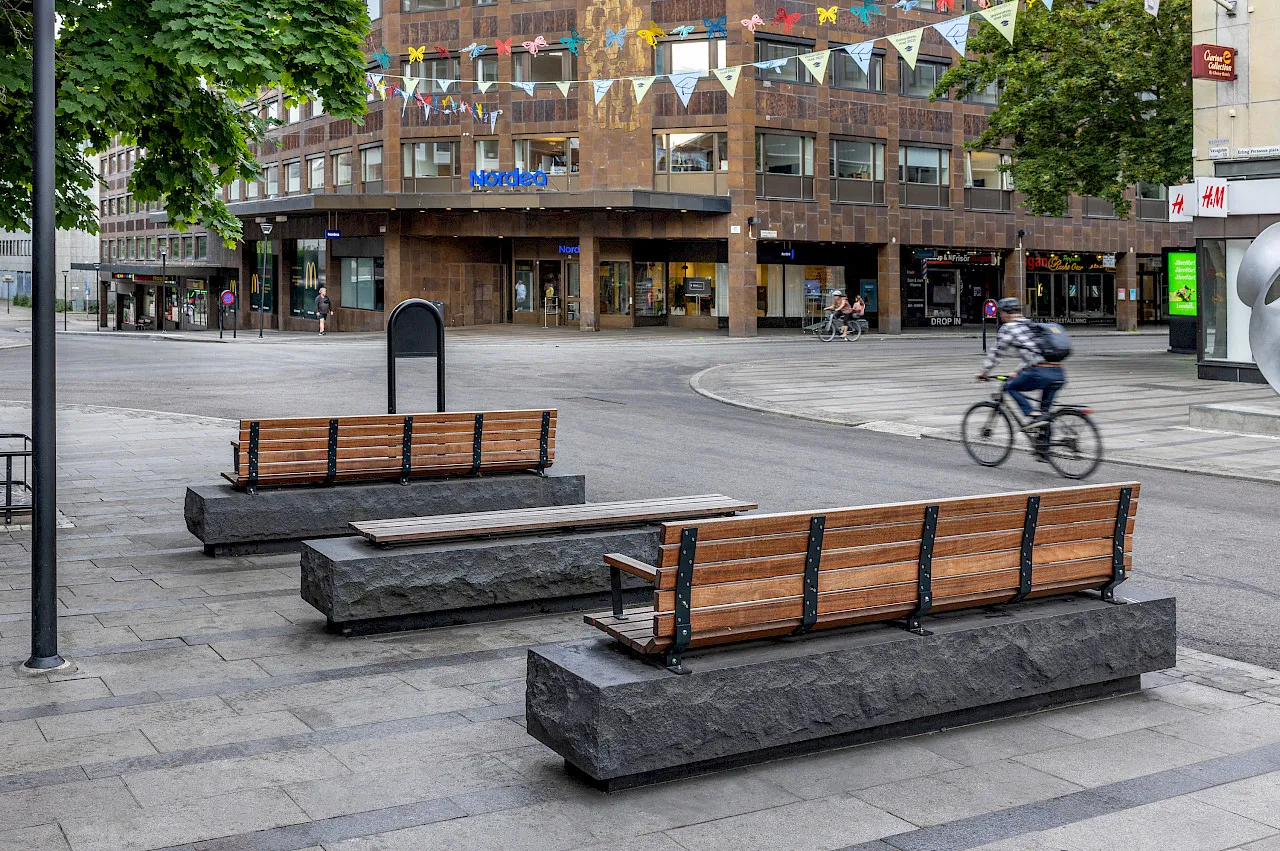Nola Kajen wall-mounted bench by Thomas Bernstrand featuring sustainable pine and steel construction