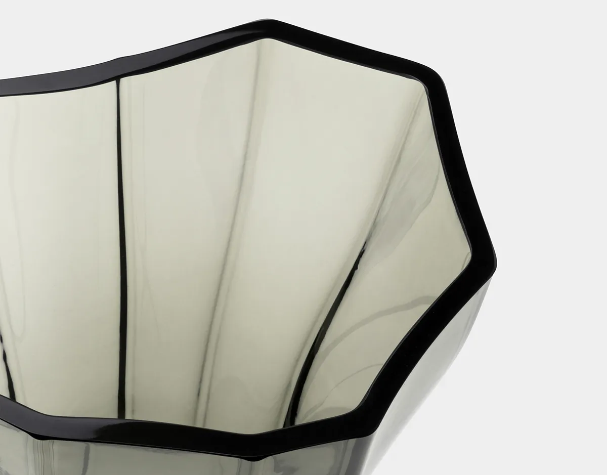 Detail view of Reed vase showing Monica Förster's signature fold lines creating organic movement in glass