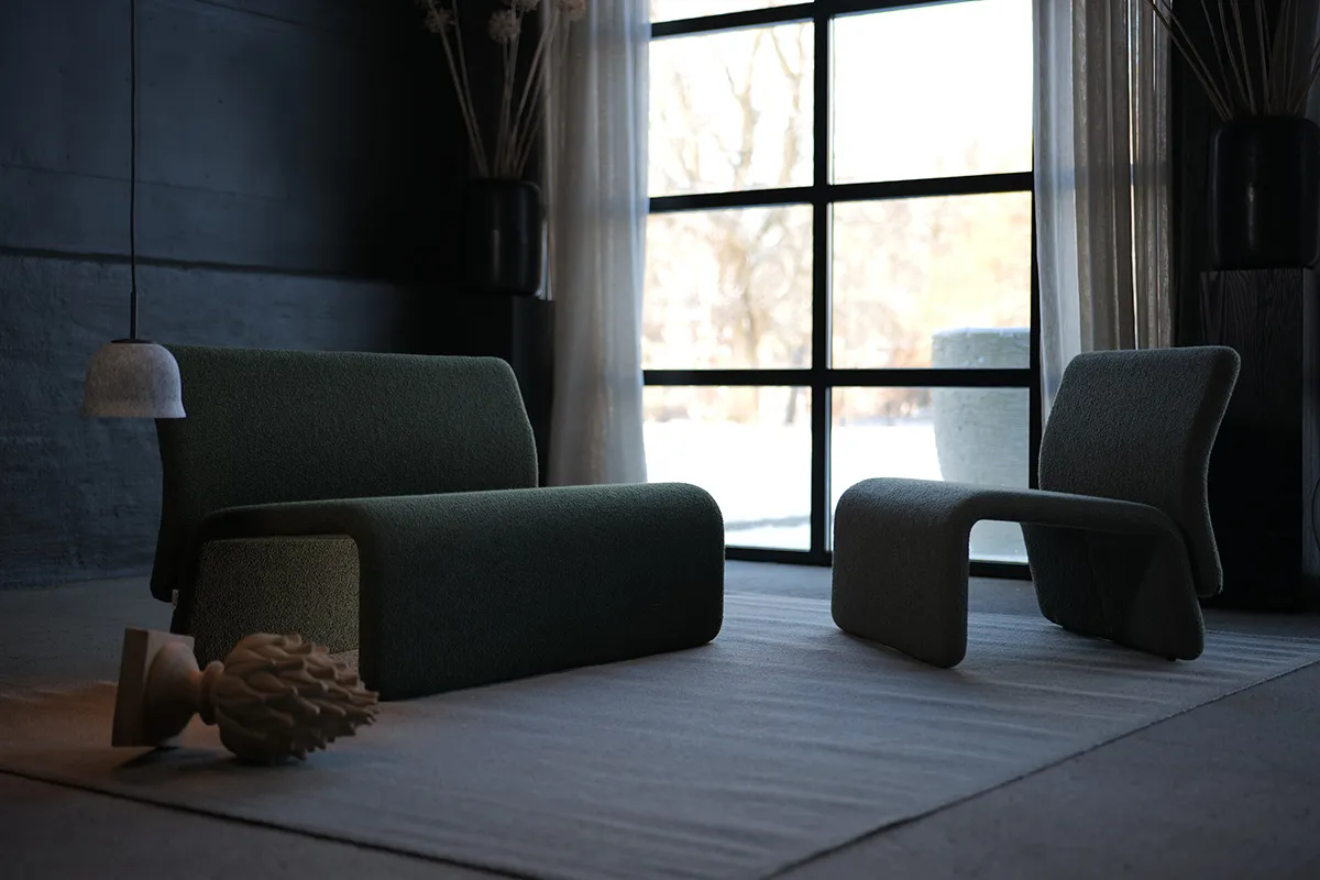 Verner chair by Lars Hofsjö for David Design, featuring full upholstery and responsible design principles