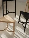 Tripot stools by Inga Sempé for Fogia featuring triangular seats and three-leg construction in natural ash