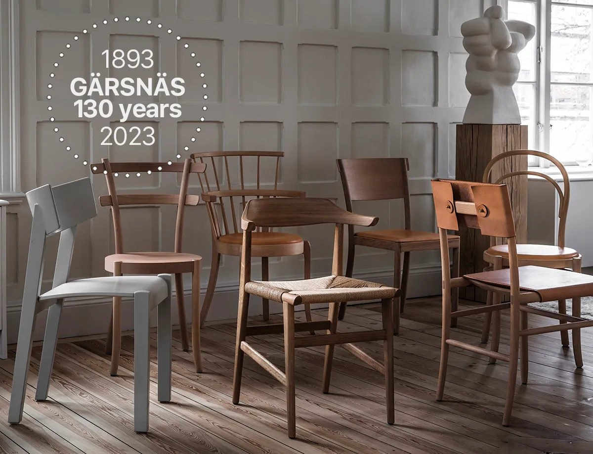 Gärsnäs 130-year anniversary celebration showcasing Swedish furniture heritage and craftsmanship excellence