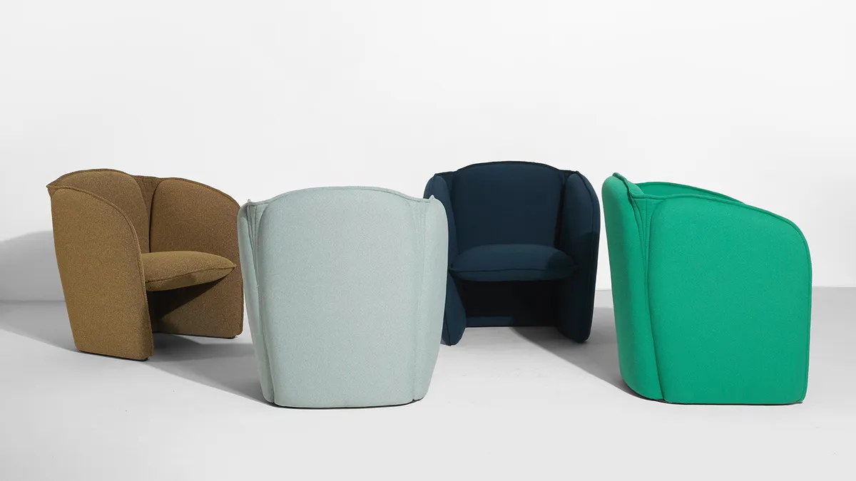 Lily collection Farg Blanche Petite Friture organic shapes Swedish French design sculptural seating