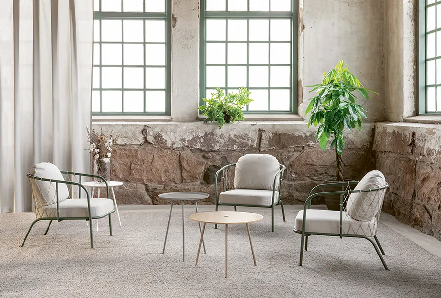 Yarn Easy Chair by Mia Cullin for Materia featuring refined proportions and clean lines