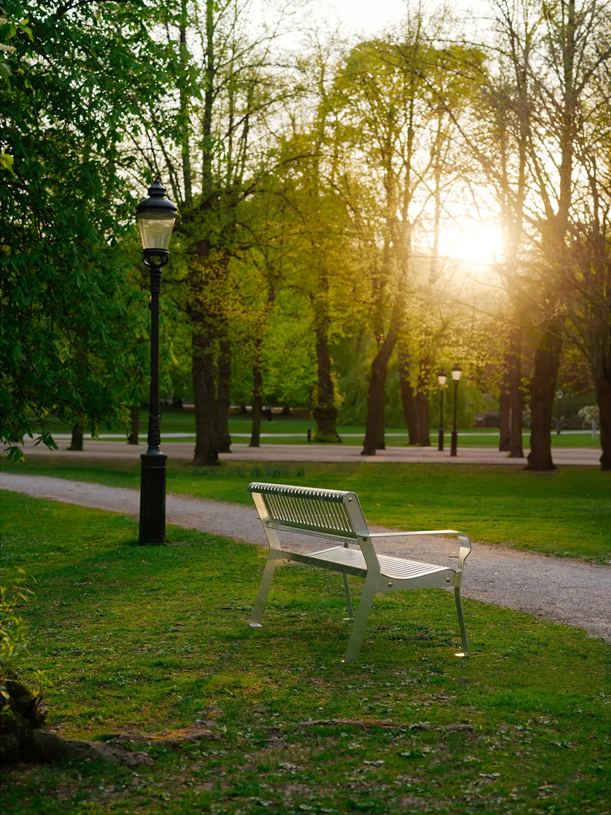 Vestre's fossil-free steel furniture collection designed by Emma Olbers featuring outdoor benches and tables