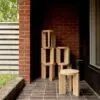 001 Stool in solid pine designed by Fredrik Paulsen for Vaarnii showing full perspective of essential form