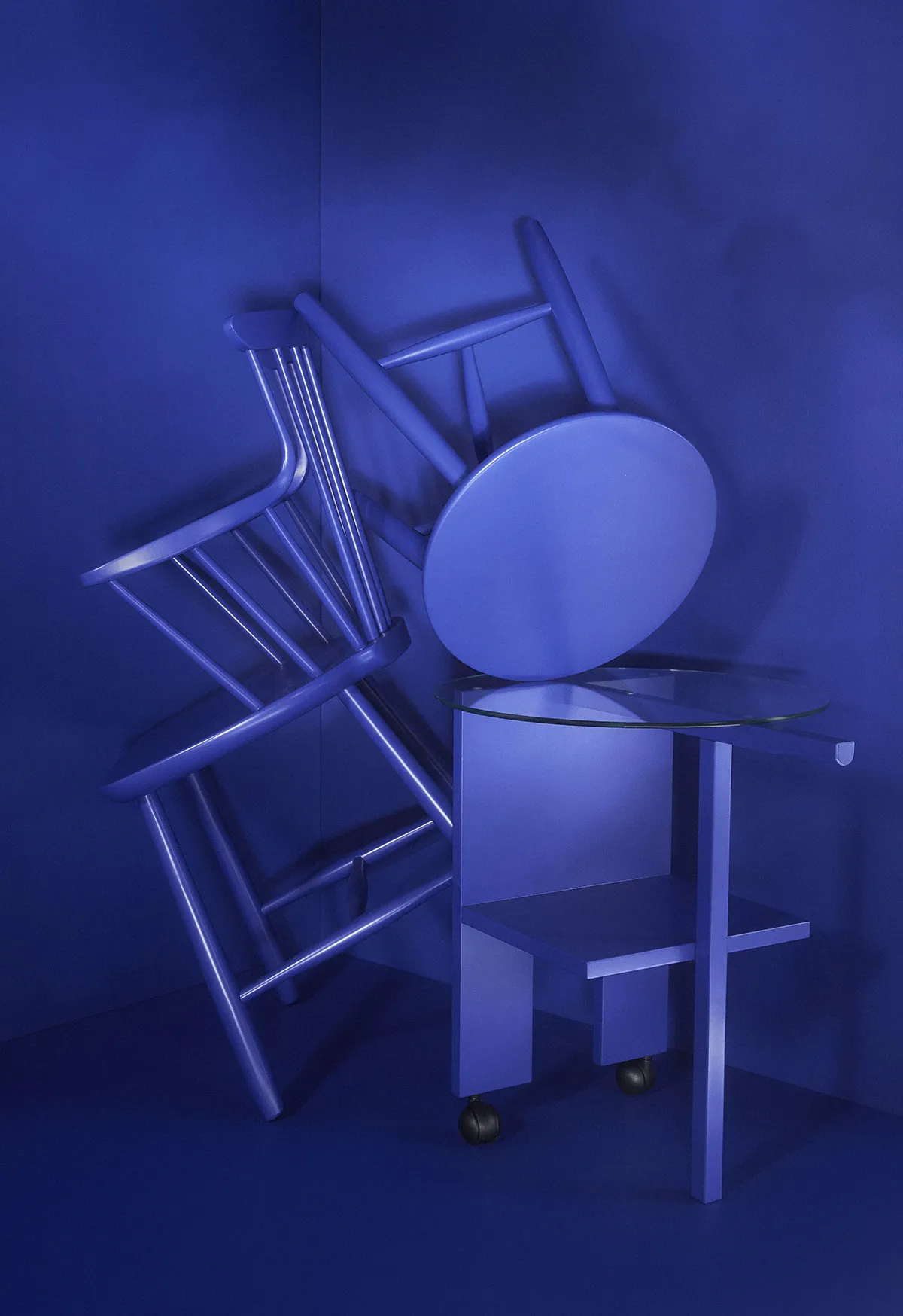 Norrgavel Stora Blå Anniversary Collection featuring selected classic furniture pieces arranged in a minimalist setting