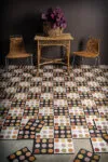 Dots tile series by Mats Theselius for Marrakech Design displaying various pattern and color combinations in an installation