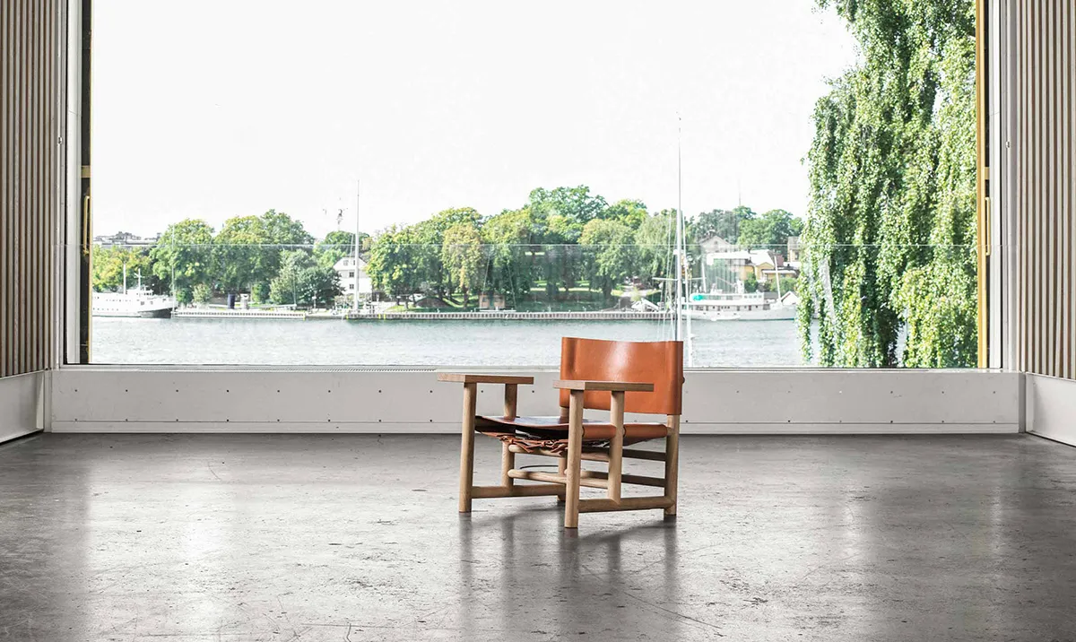 Verk's hunting chair by Joacim Wahlström positioned in a contemporary Scandinavian living room setting