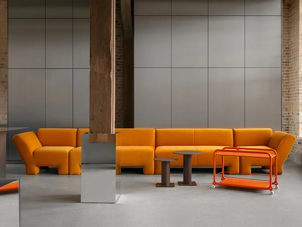 Geofanti statement seating solution by Anya Sebton for Lammhults featuring geometric forms and bold contemporary design