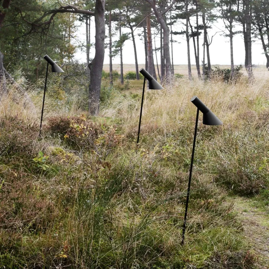 AJ Garden Bollard lamp by Arne Jacobsen for Louis Poulsen with shaded downward illumination