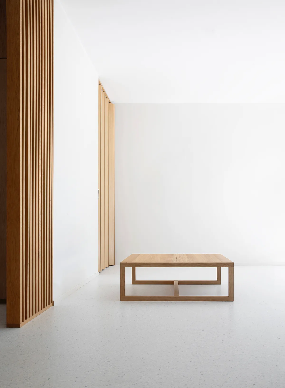 Minimalist Frame coffee table by John Pawson expanding Nikari's pure wooden furniture collection