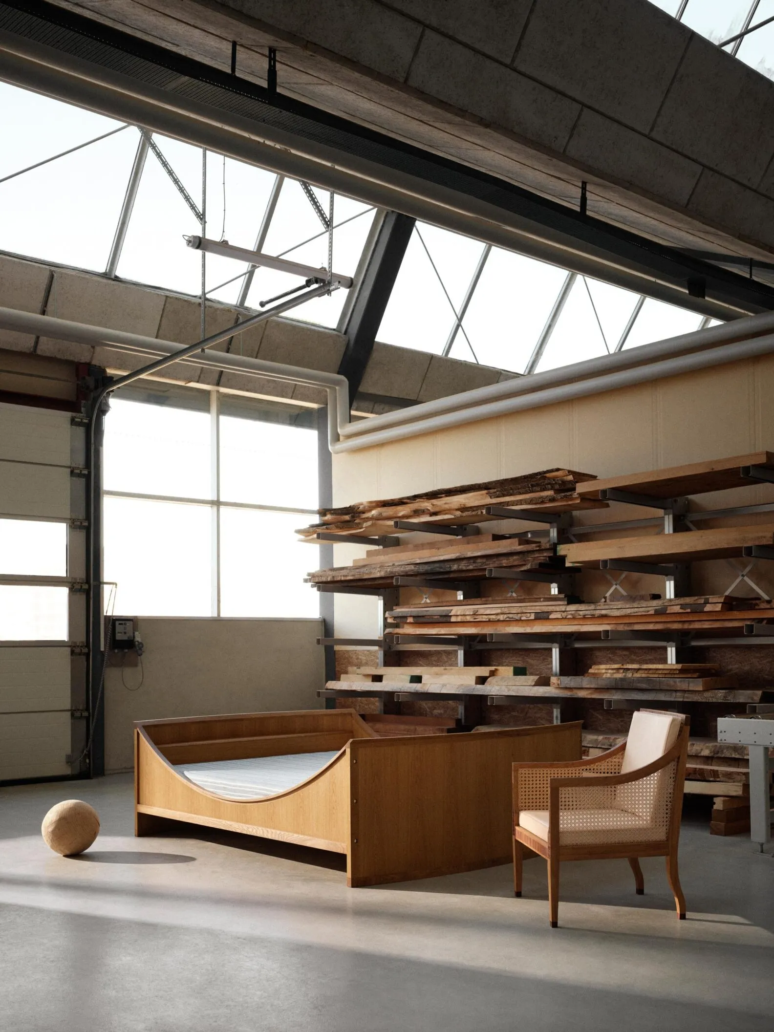 Historic English Chair and Spherical Bed masterpieces by Kaare Klint from 1930s for Carl Hansen & Søn