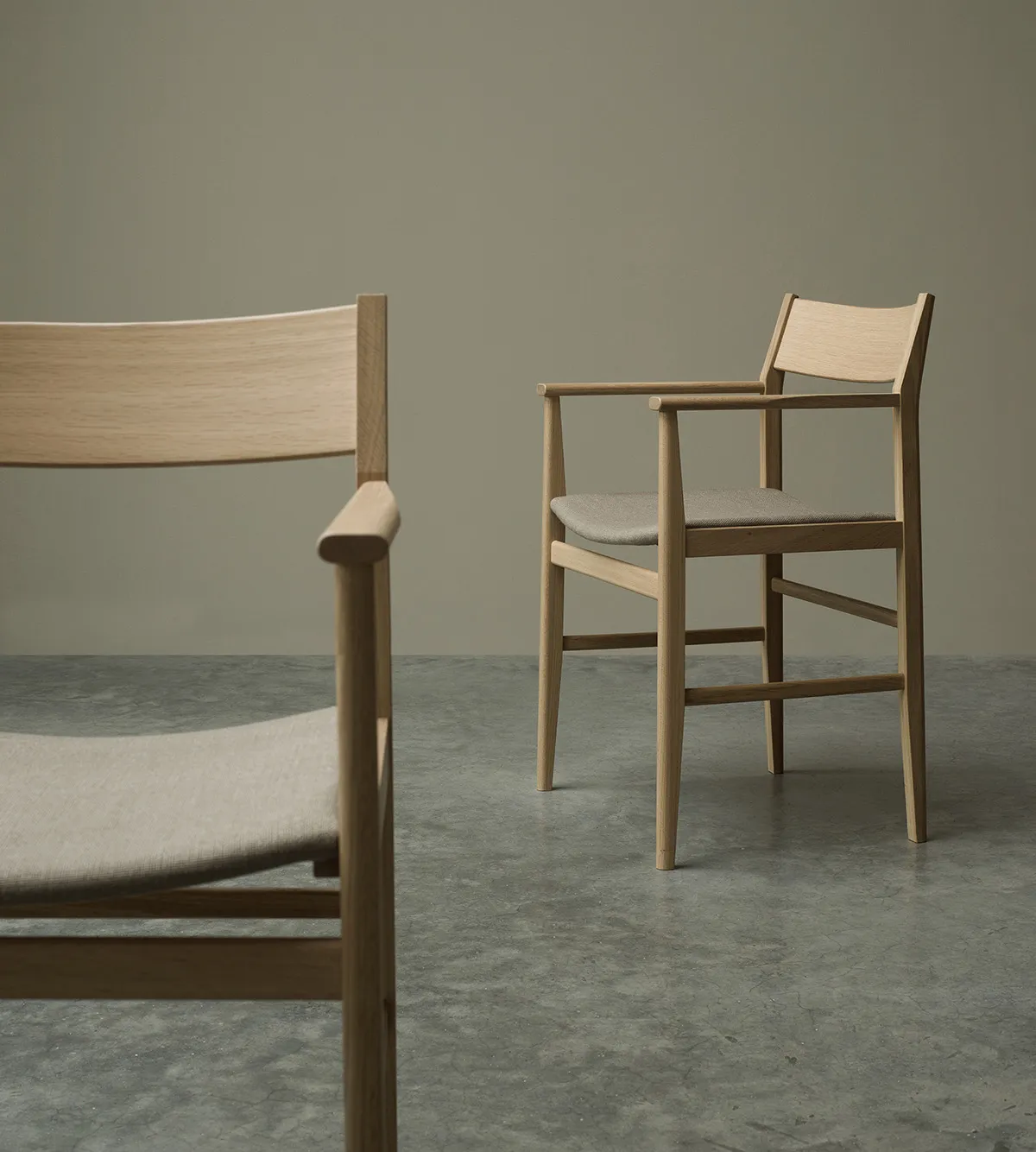 SIZA chair by Pierre Sindre for Mavis featuring architectural lines inspired by Portuguese master Alvaro Siza's distinctive approach