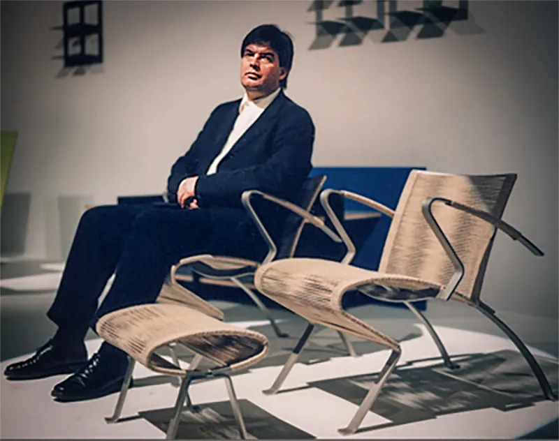 Take Off chair and ottoman set Sigurdur Gústafsson steel hemp combination contemporary seating