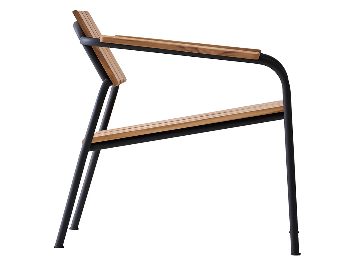 Kallio outdoor furniture collection by Sami Kallio showcasing clean lines and Nordic simplicity in a natural setting.