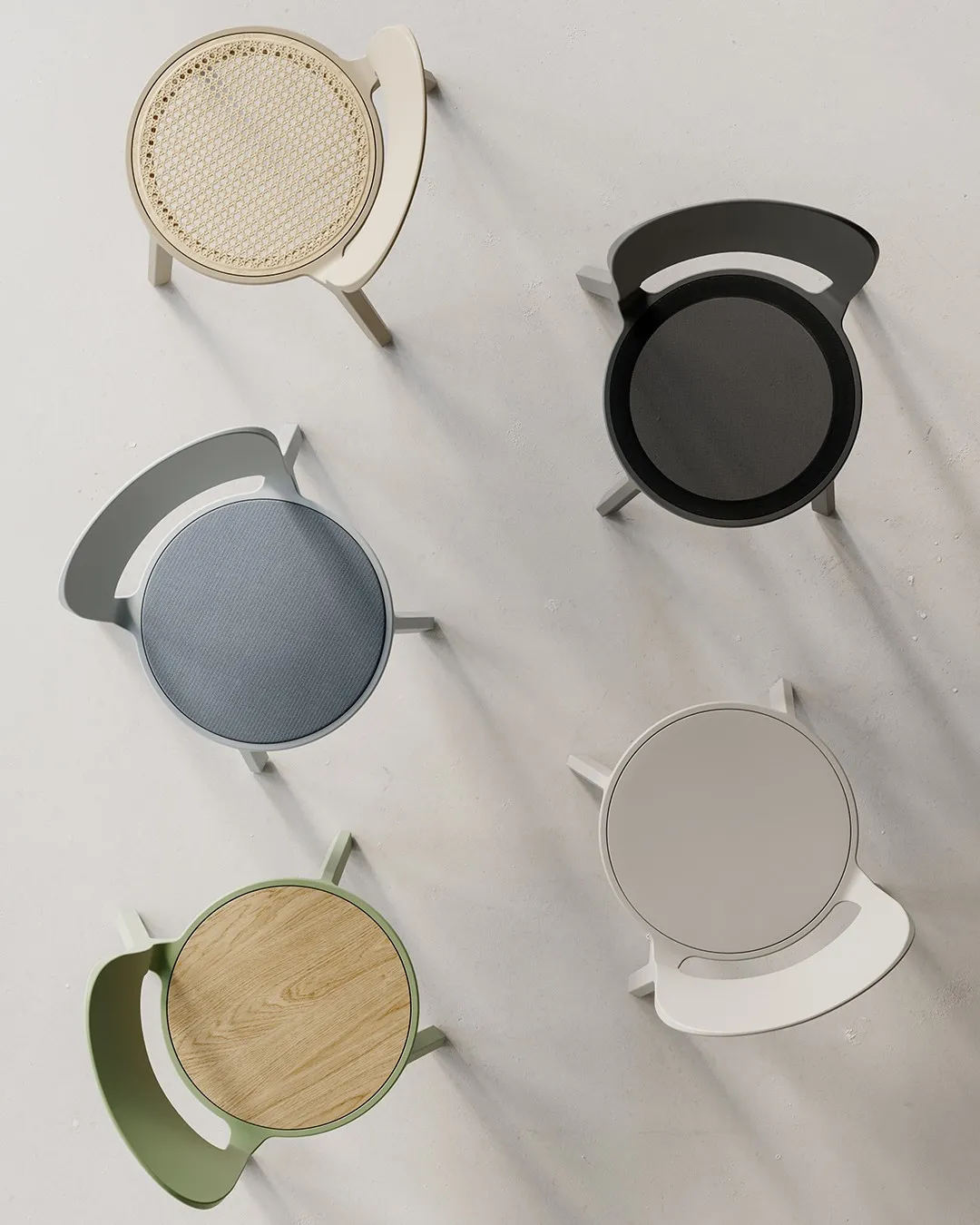 NOOVO chair by Bene in Charcoal with classic seat design, showcasing its sustainable mono-material construction