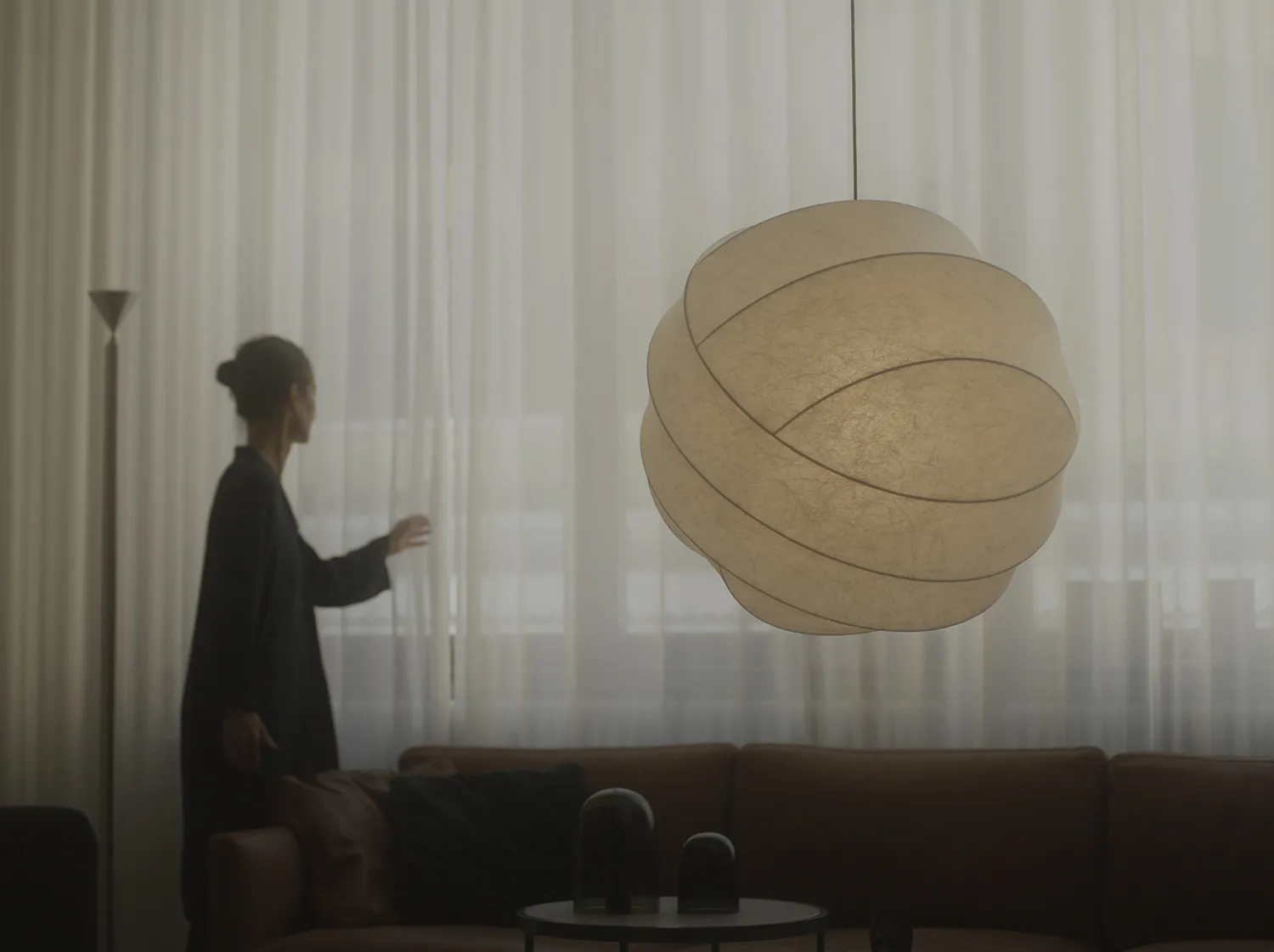 Turner 80 pendant lamp by Broberg & Ridderstråle for Pholc featuring 80 cm diameter circular design with aluminum slats