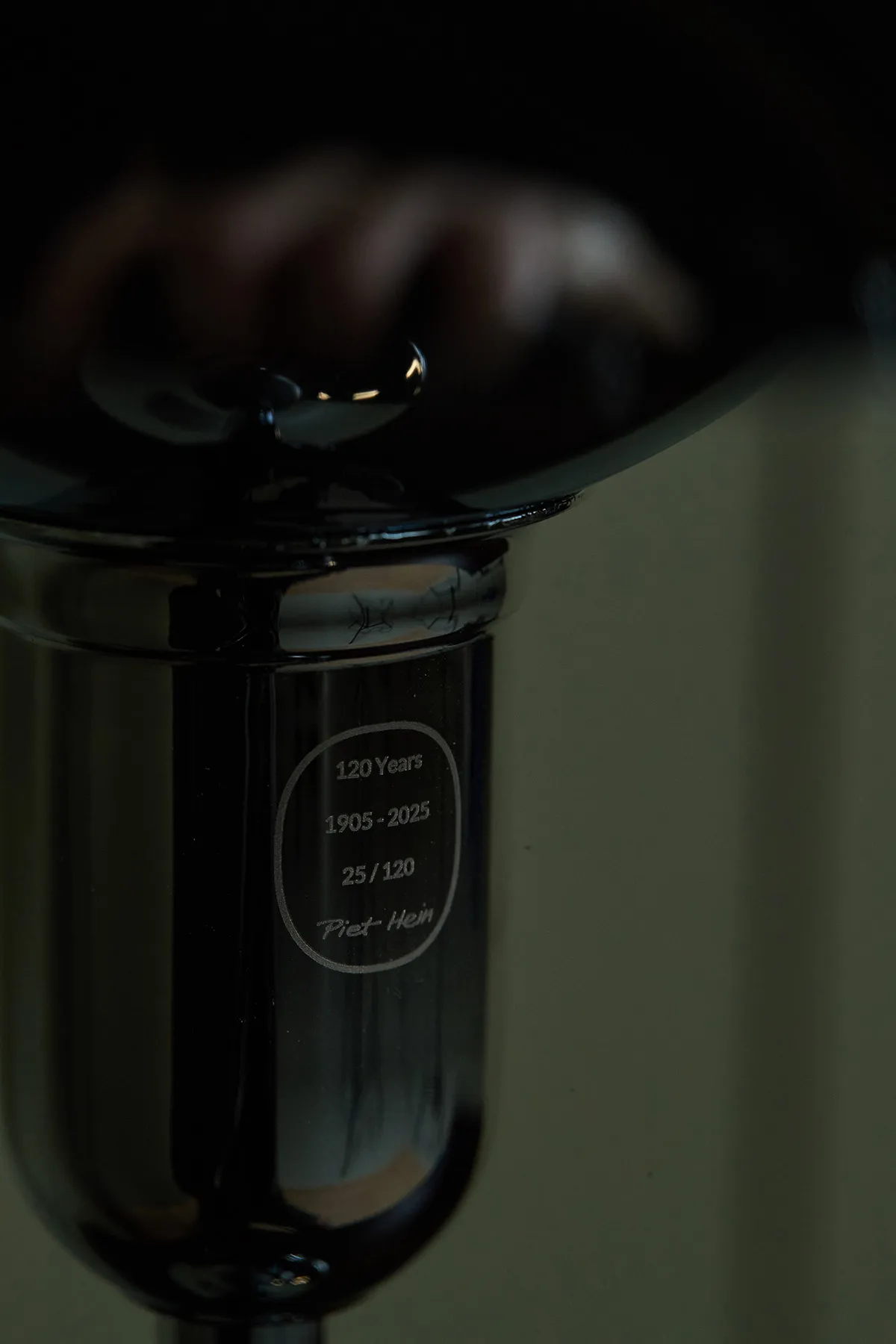 RA250 chrome-plated metal shades showing anti-dazzle design by Piet Hein, 250mm diameter with G9 socket