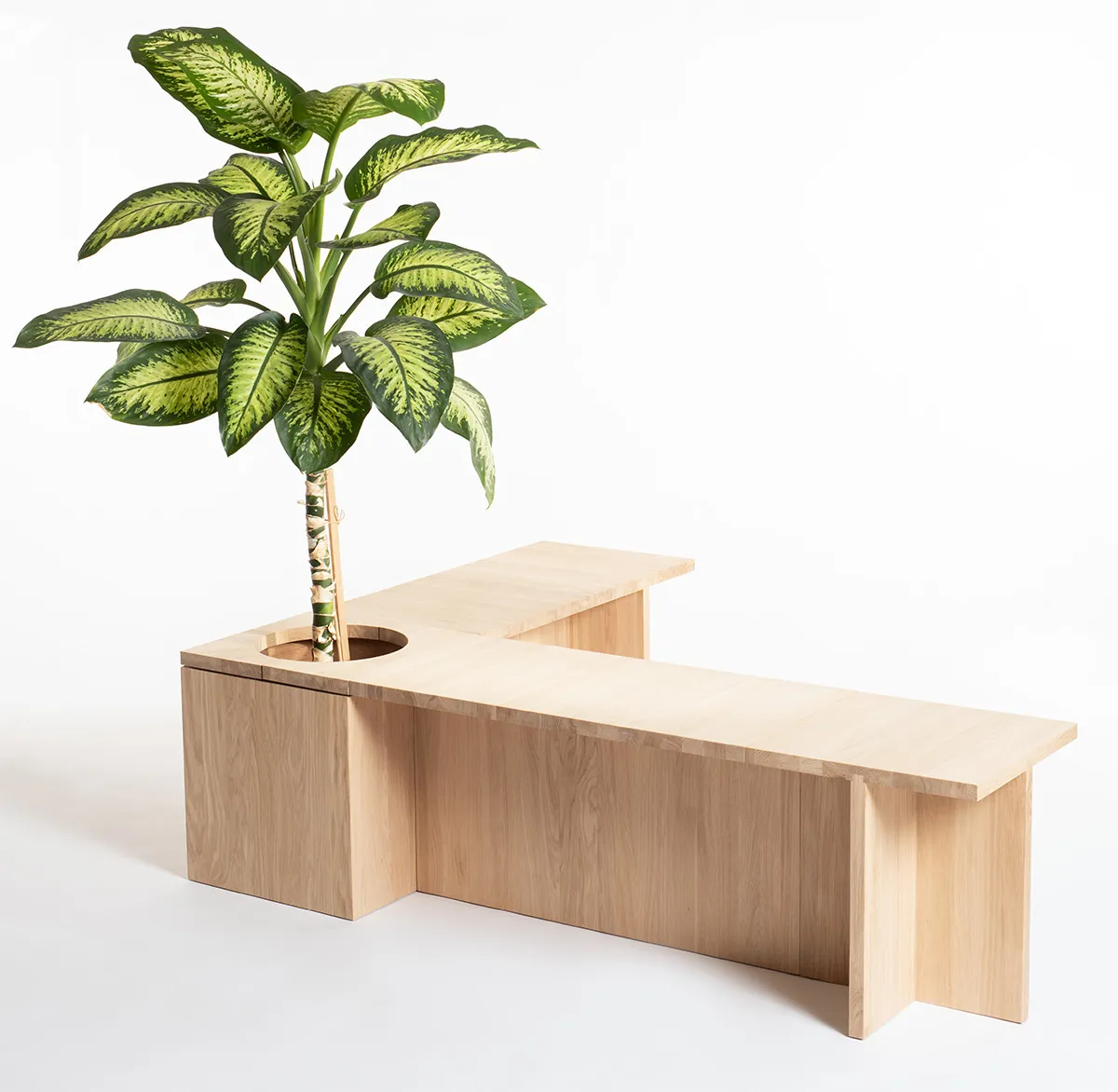 VERK V.TB.01 seating system studio shot displaying natural Swedish oak grain and minimalist design