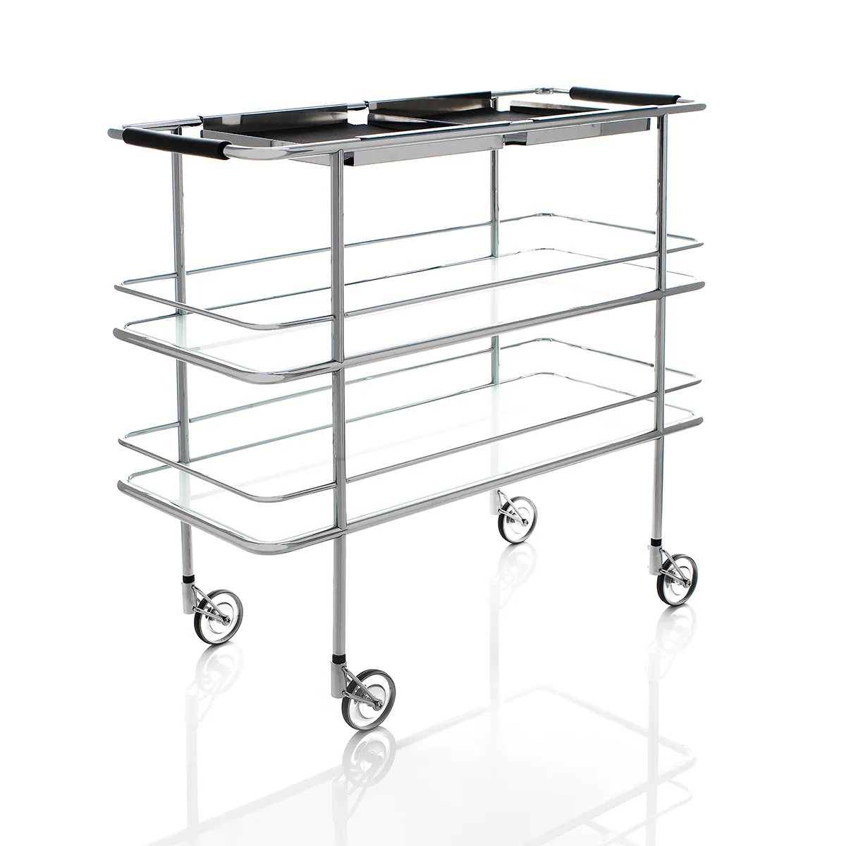 Cargo and Chicago Support serving trolleys by Gunilla Allard for Lammhults with protective guard rails 2007 collection