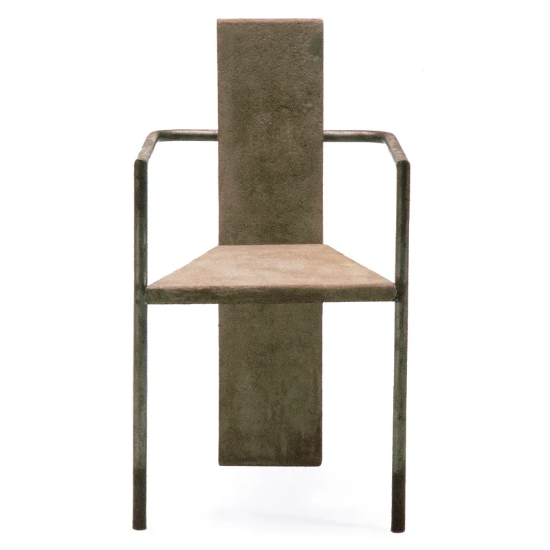 Jonas Bohlin's iconic Concrete Chair from 1981, crafted from iron and concrete as his graduation project at Konstfack. Produced by Källemo in a limited edition of 100 pieces, it challenged conventional Swedish furniture quality concepts.