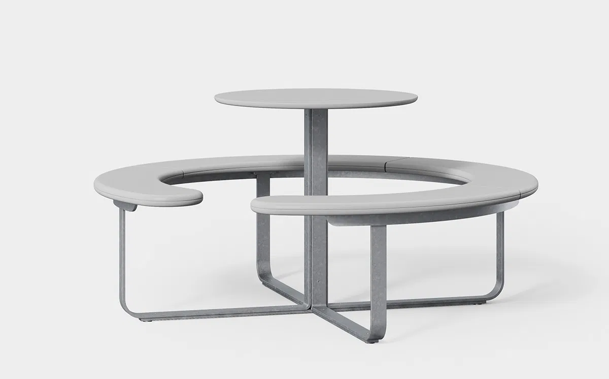 Side profile of Picnic Outdoor showing two-height system and ergonomic design by Form Us With Love for +Halle