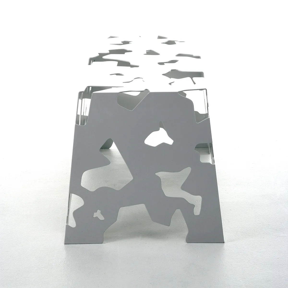 Louise Hederström Scatter Bench Nola laser cut steel autumn leaf pattern contemporary furniture design 2006