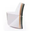 Multiple tri chairs stacked Peter Karpf iform beech plywood space-saving geometric seating design