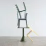 Elementaire Chair smoky green blue grey anthracite light yellow_Palissade Cone Table olive