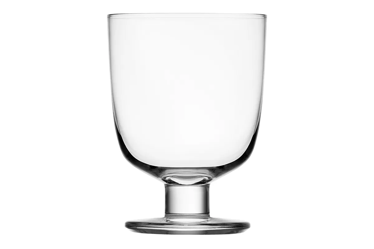 Matti Klenell Lempi glass side profile demonstrating clean goblet shape and stackable functionality for Iittala