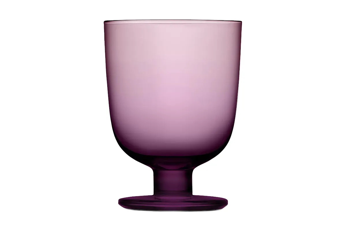 Close-up of Lempi glass goblet design showcasing elegant lightness and generous 34cl volume by Matti Klenell