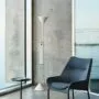 O2 Lounge Chair soft grey black powder coated steel base_Twist Floor Lamp cream white_Pyro Coffee Table