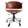 Mats Theselius Sheriff office chair in cognac brown Tärnsjö leather with black anodized steel frame