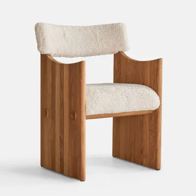Sami Kallio Axel Chair by Artilleriet Ateliers in solid oak with sheepskin upholstery showcasing Swedish craftsmanship