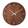 FJ Clock wall clock in natural teak with numberless aluminum dial designed by Finn Juhl for Architectmade